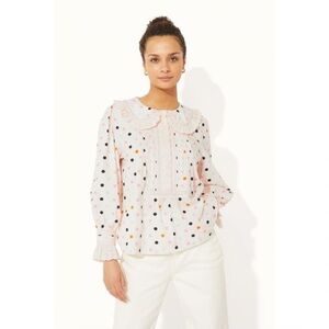 Cath Kidston London Ruffle Collar Blouse (Spot) NWT